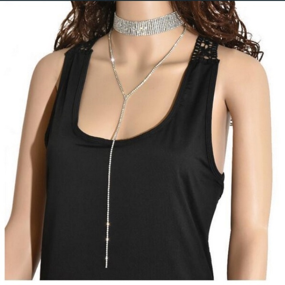 Stunning Diamond Choker with Drop Chain - Picture 5 of 7